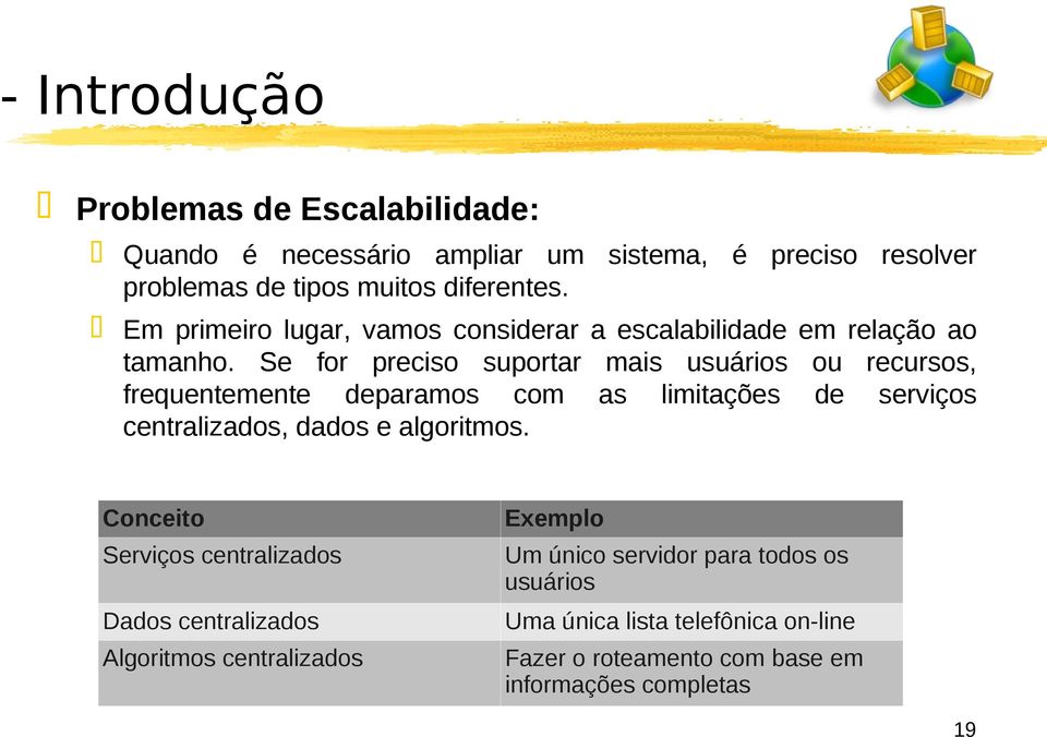 Se for preciso suportar mais usuários ou recursos, frequentemente deparamos com as limitações de serviços centralizados, dados e algoritmos.