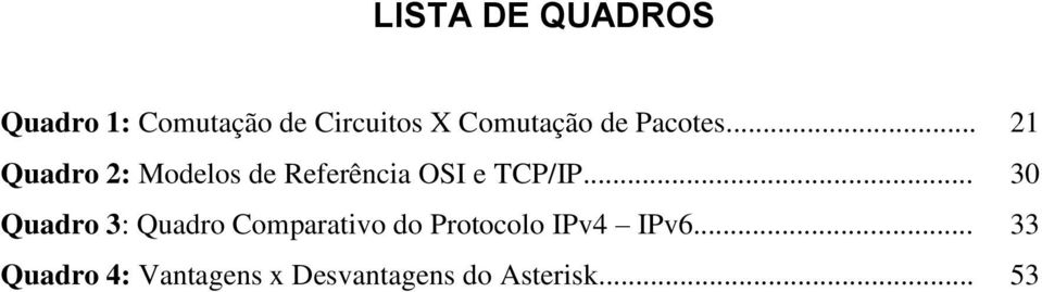 .. 21 Quadro 2: Modelos de Referência OSI e TCP/IP.