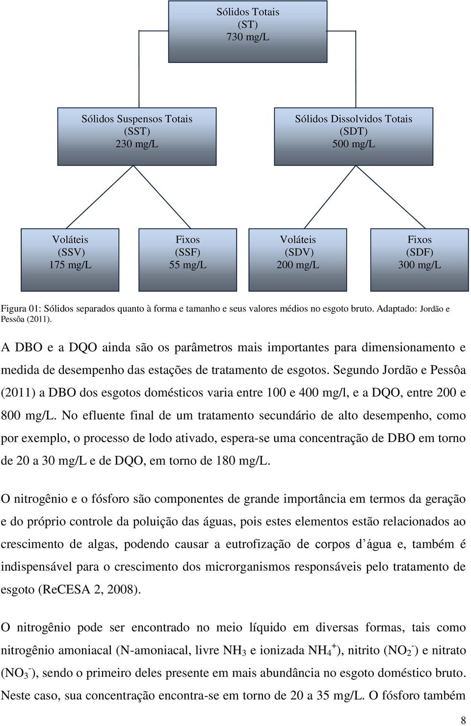 A DBO e a DQO ainda são os parâmetros mais importantes para dimensionamento e medida de desempenho das estações de tratamento de esgotos.