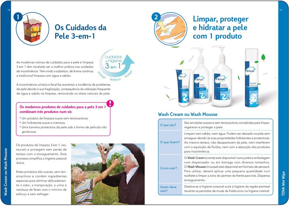 A incontinência urinária e fecal faz aumentar a incidência de problemas de pele devido à sua fragilização, consequência da utilização frequente de água e sabão na limpeza, removendo os óleos naturais