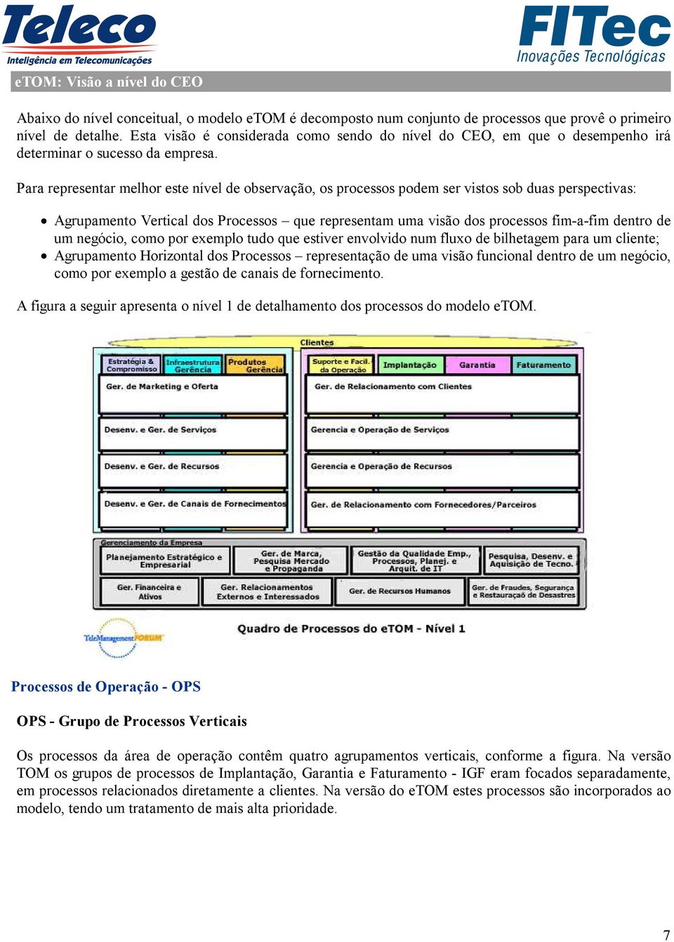 Para representar melhor este nível de observação, os processos podem ser vistos sob duas perspectivas: Agrupamento Vertical dos Processos que representam uma visão dos processos fim-a-fim dentro de