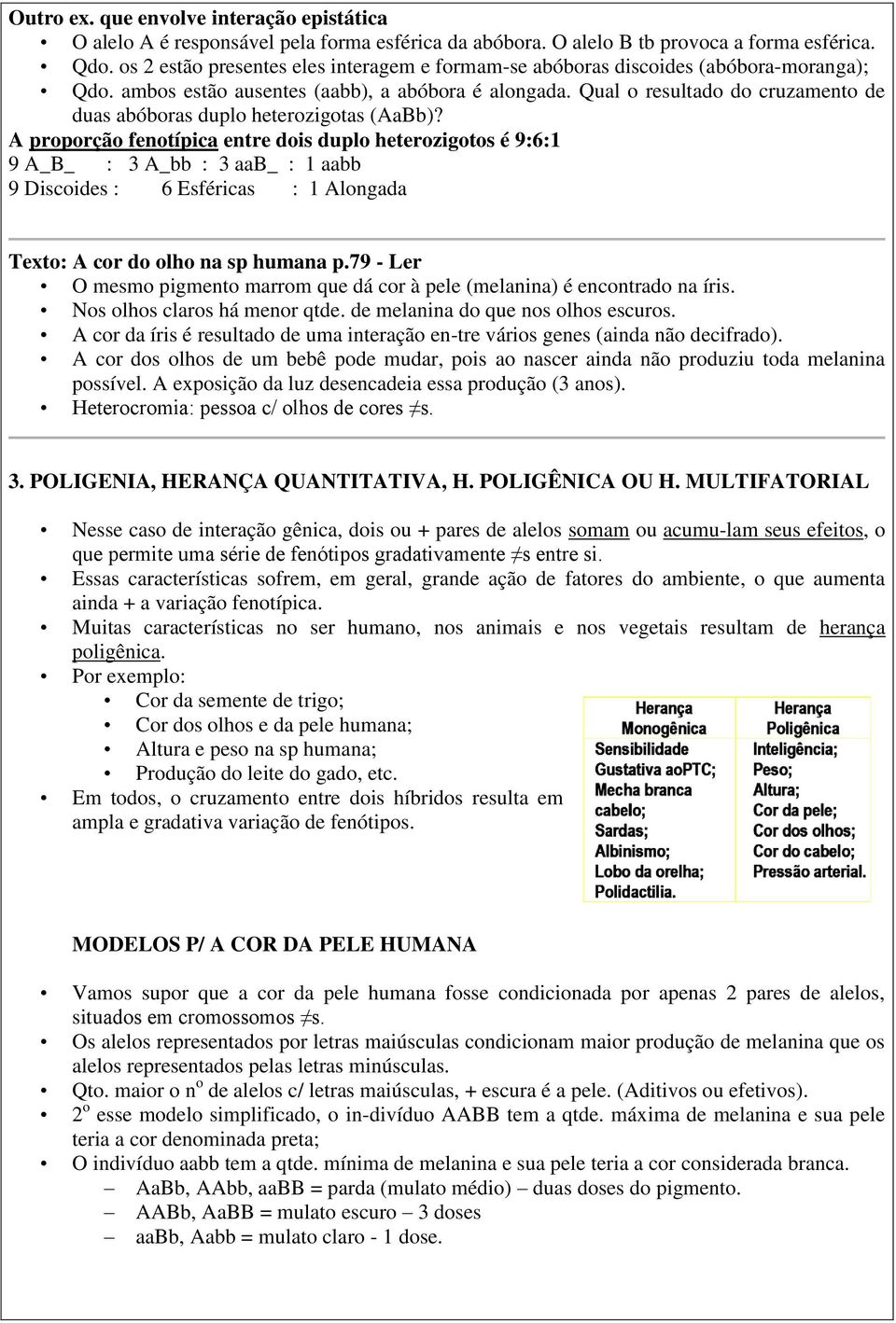 Qual o resultado do cruzamento de duas abóboras duplo heterozigotas (AaBb)?