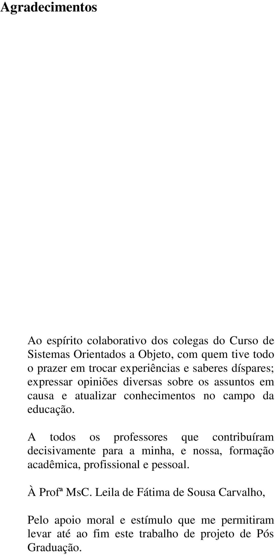 A todos os professores que contribuíram decisivamente para a minha, e nossa, formação acadêmica, profissional e pessoal. À Profª MsC.