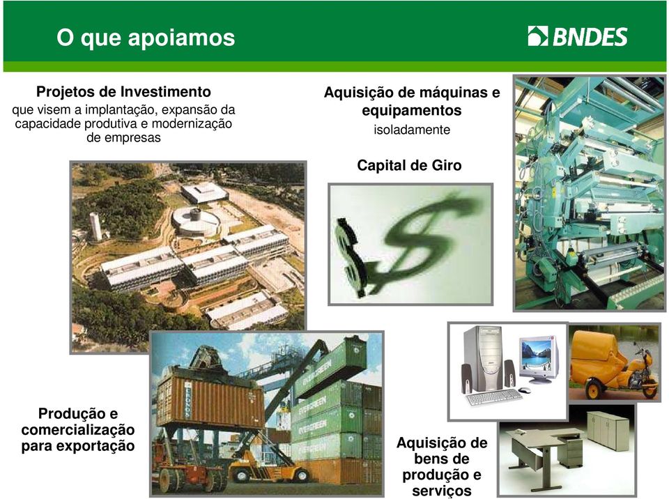 Aquisição de máquinas e equipamentos isoladamente Capital de Giro