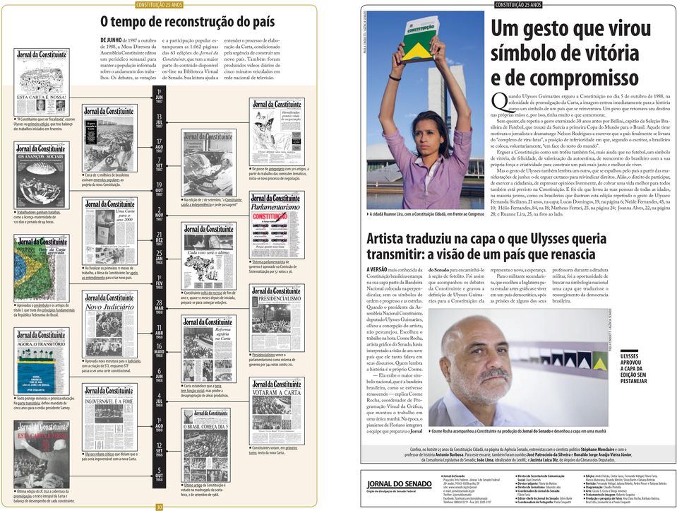 062 páginas das 63 edições do Jornal da Constituinte, que tem a maior parte do conteúdo disponível on-line na Biblioteca Virtual do Senado.