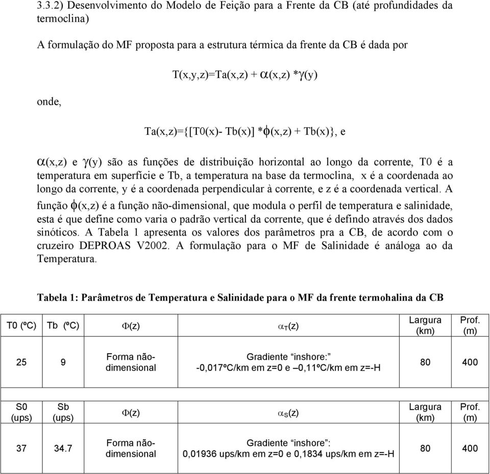 da termoclina, x é a coordenada ao longo da corrente, y é a coordenada perpendicular à corrente, e z é a coordenada vertical.