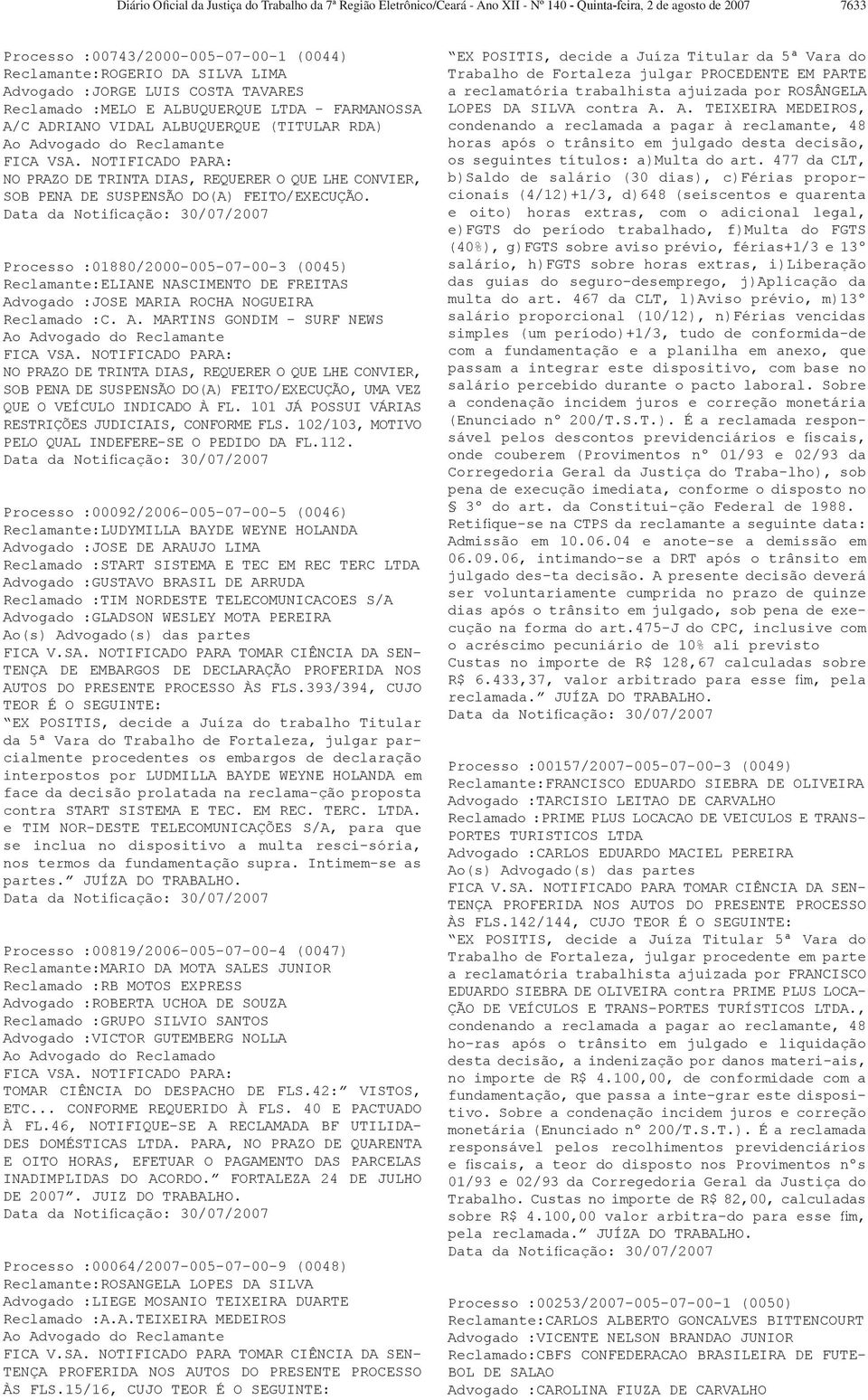 NOTIFICADO PARA: NO PRAZO DE TRINTA DIAS, REQUERER O QUE LHE CONVIER, SOB PENA DE SUSPENSÃO DO(A) FEITO/EXECUÇÃO.