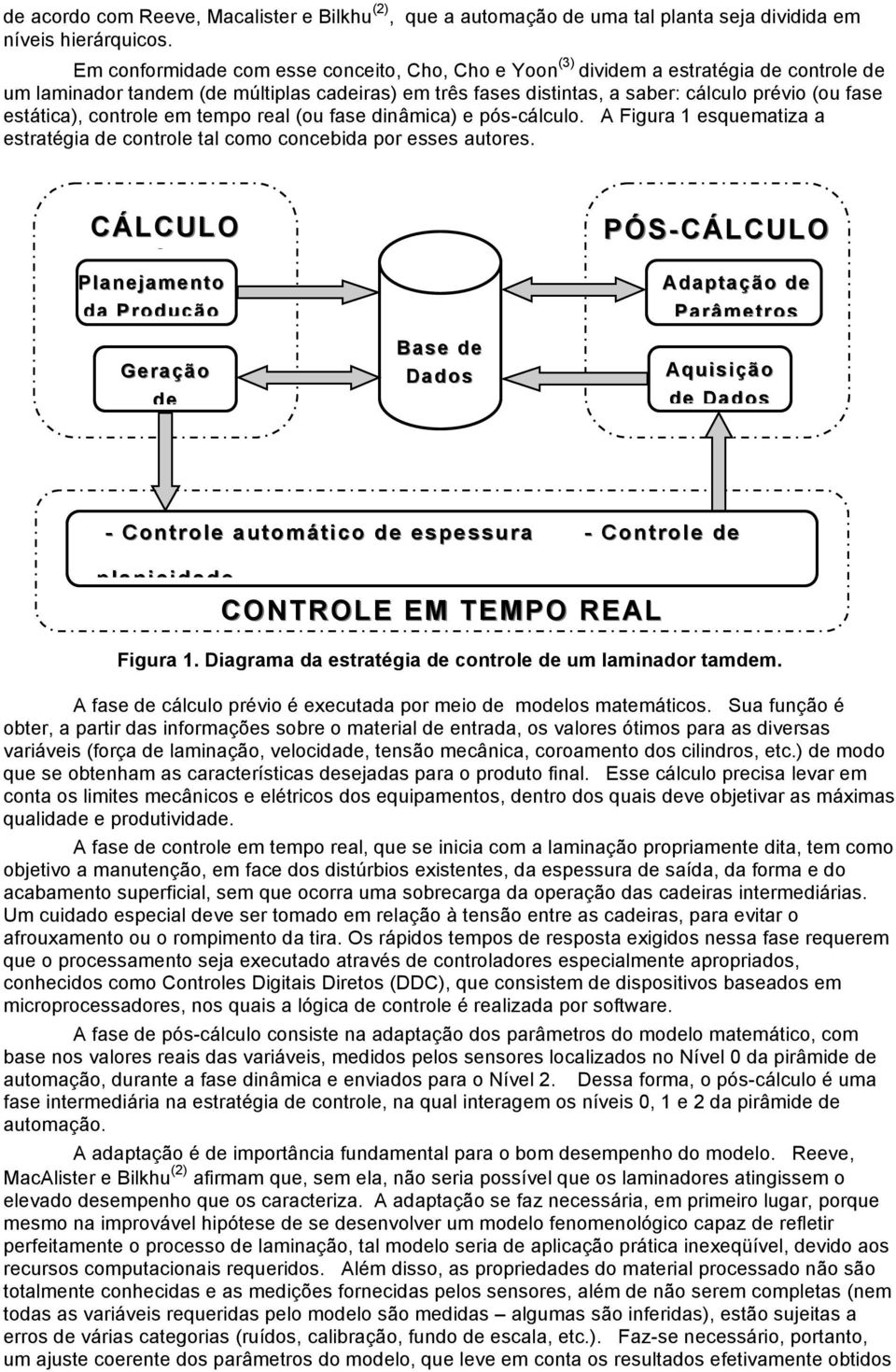 estática), controle em tempo real (ou fase dinâmica) e pós-cálculo. A Figura 1 esquematiza a estratégia de controle tal como concebida por esses autores.