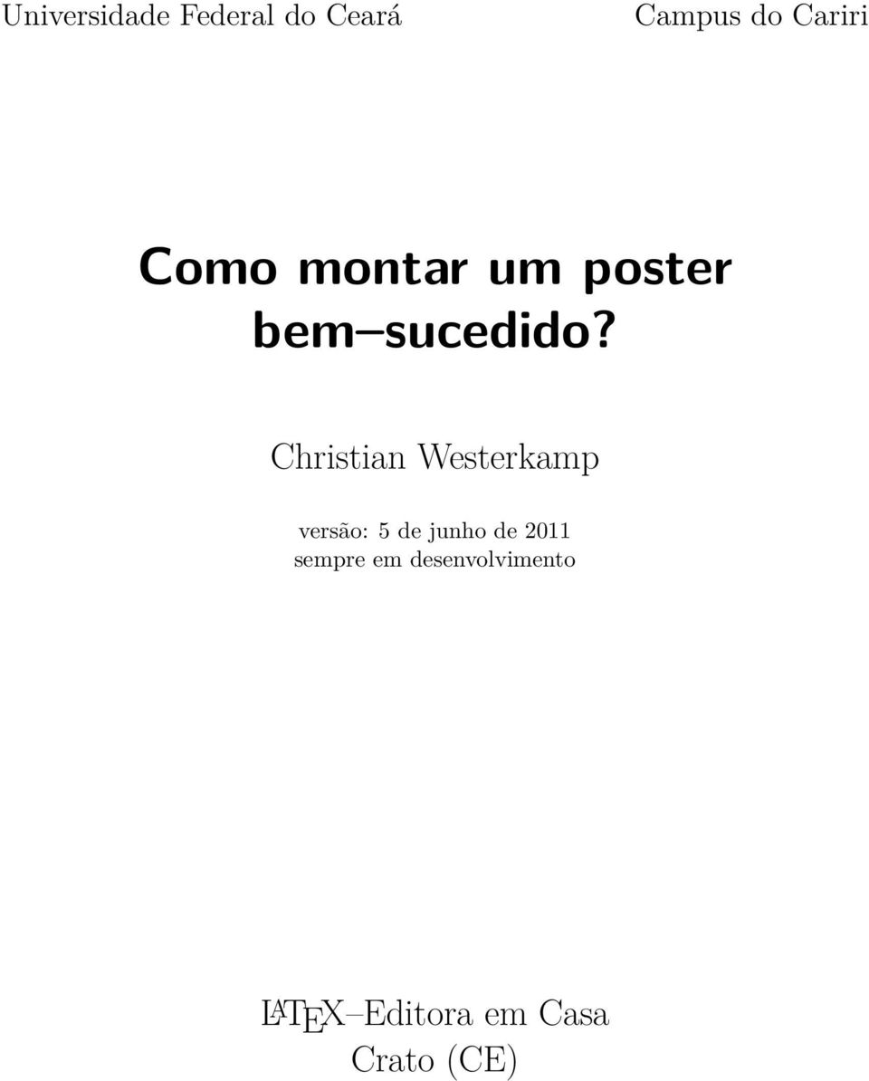 Christian Westerkamp versão: 5 de junho de 2011