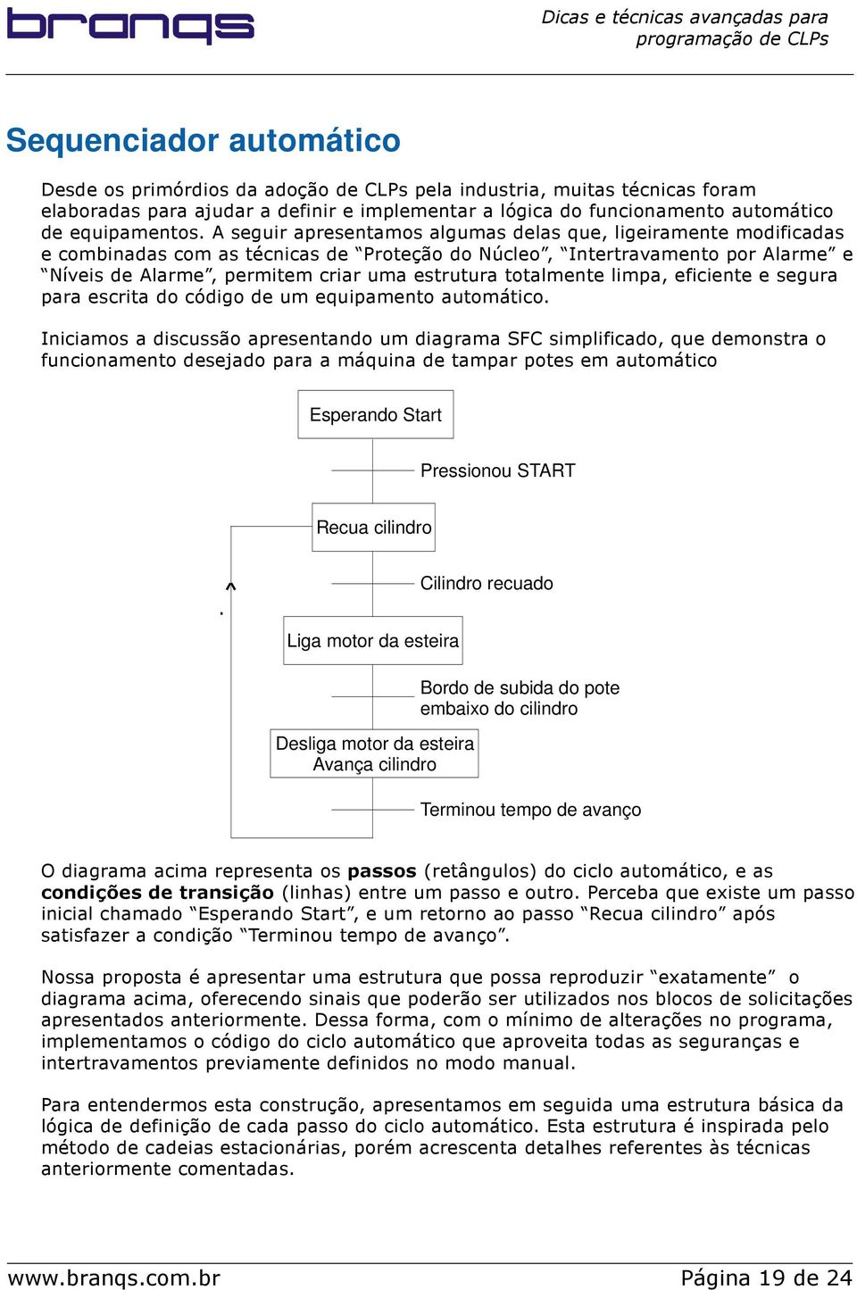 totalmente limpa, eficiente e segura para escrita do código de um equipamento automático.