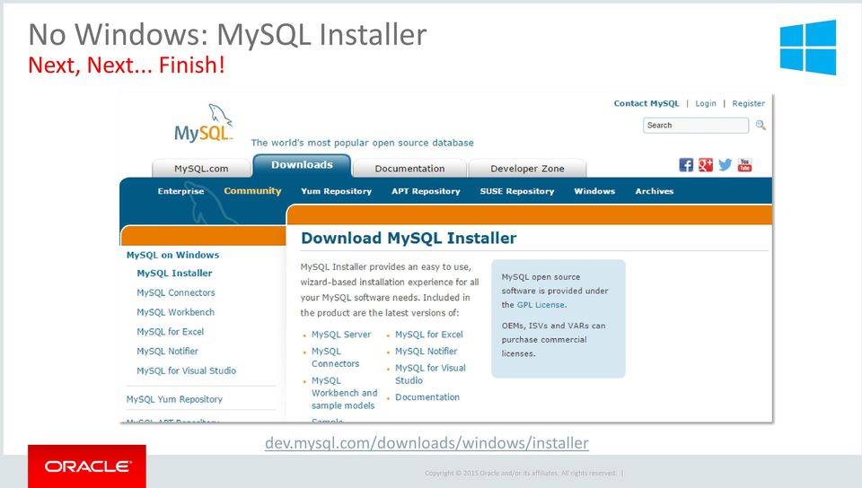 .. Finish! dev.mysql.