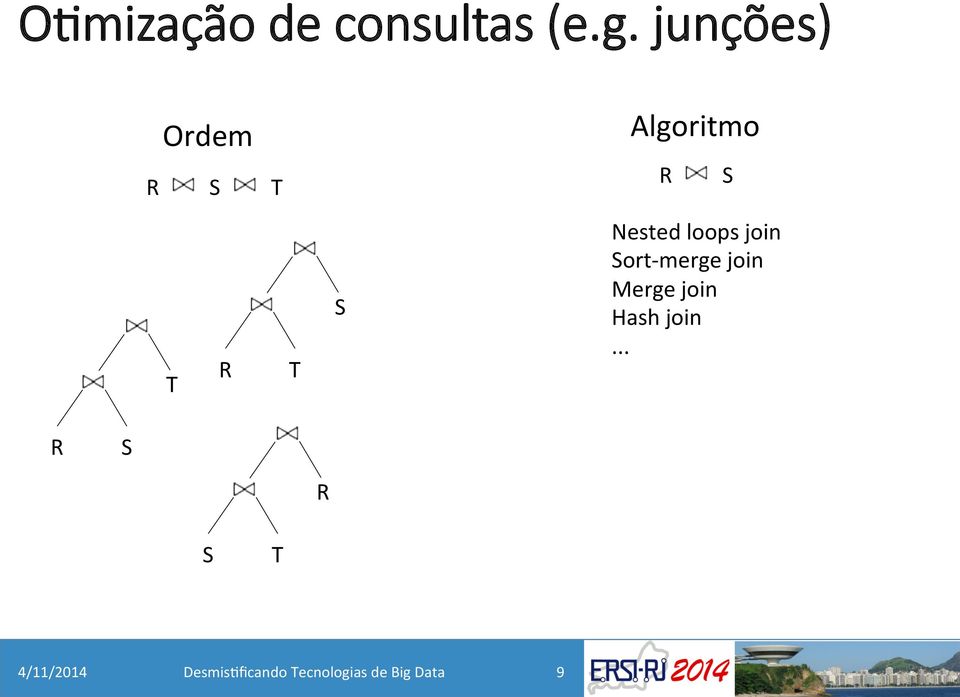 Nested loops join Sort- merge join Merge join