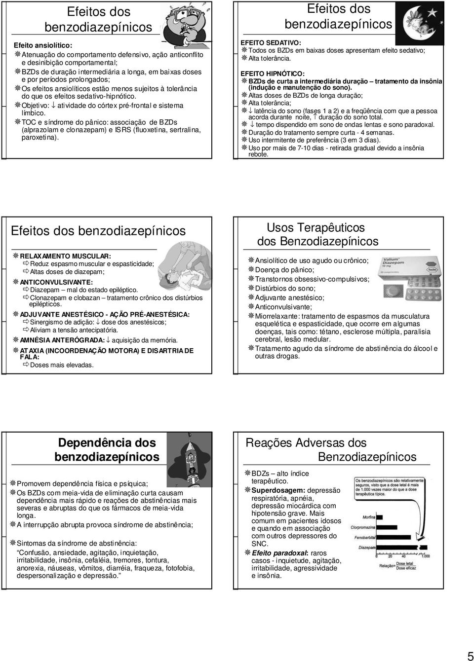 TOC e síndrome do pânico: associação de BZDs (alprazolam e clonazepam) e ISRS (fluoxetina, sertralina, paroxetina).