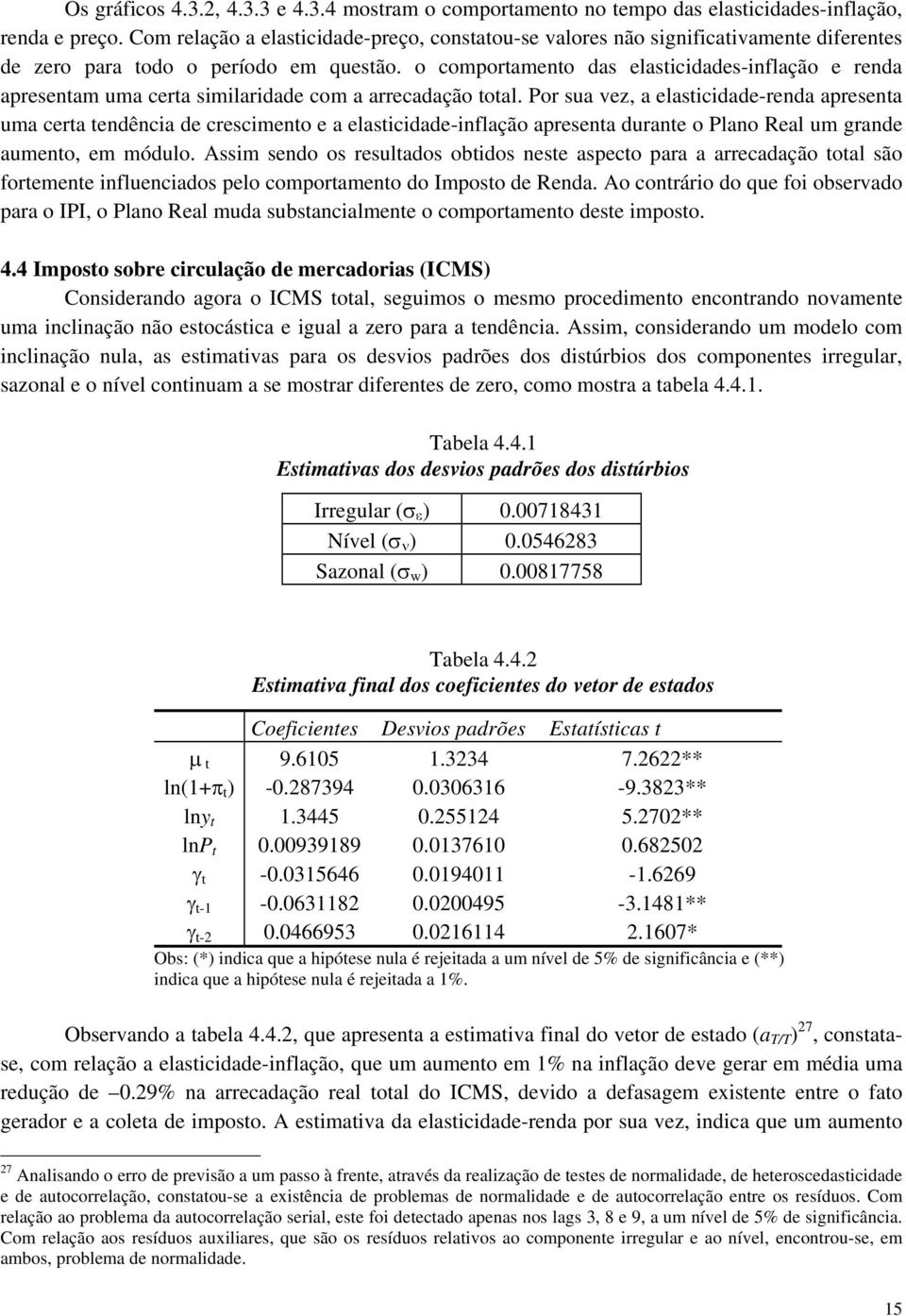 o comporameno das elasicidades-inflação e renda apresenam uma cera similaridade com a arrecadação oal.