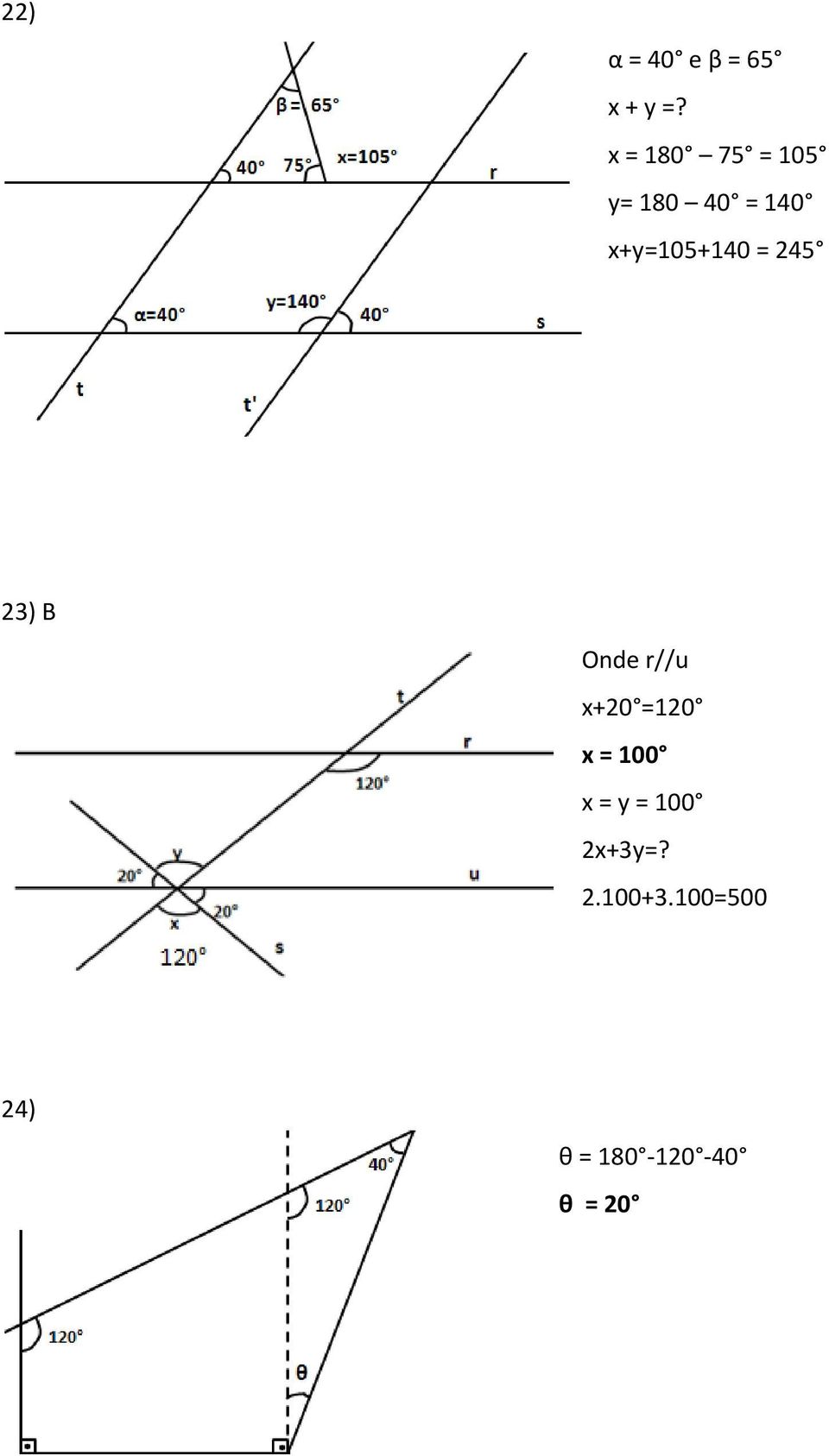 x+y105+140 45 3) B Onde r//u x+0