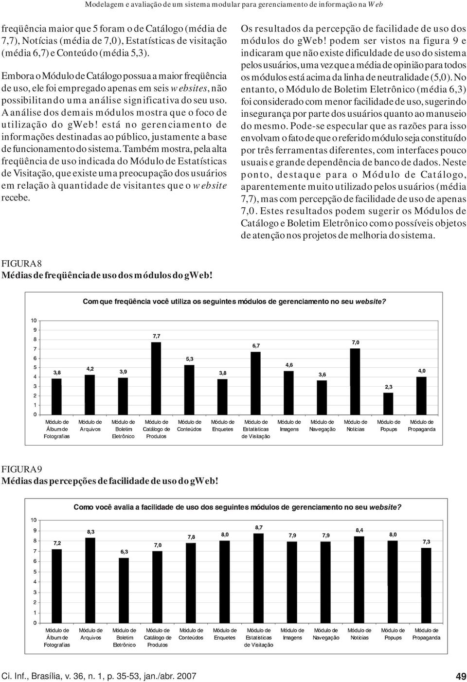 A análise dos demais módulos mostra que o foco de utilização do gweb! está no gerenciamento de informações destinadas ao público, justamente a base de funcionamento do sistema.