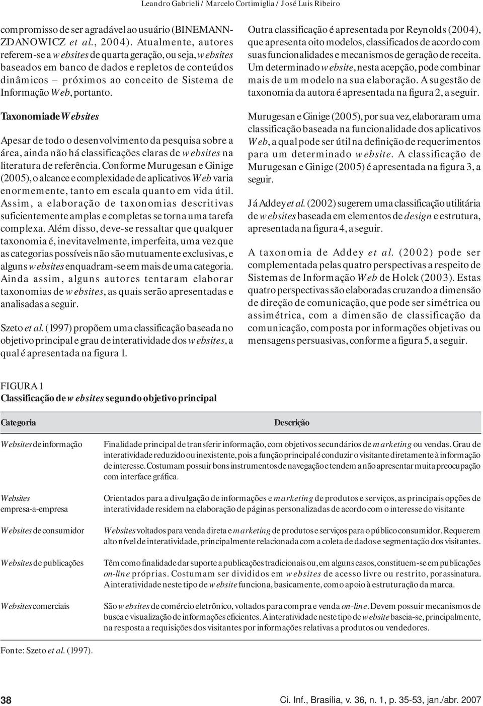 Taxonomia de Websites Apesar de todo o desenvolvimento da pesquisa sobre a área, ainda não há classificações claras de websites na literatura de referência.