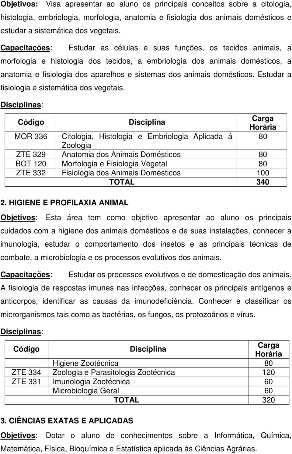 animais domésticos. Estudar a fisiologia e sistemática dos vegetais.