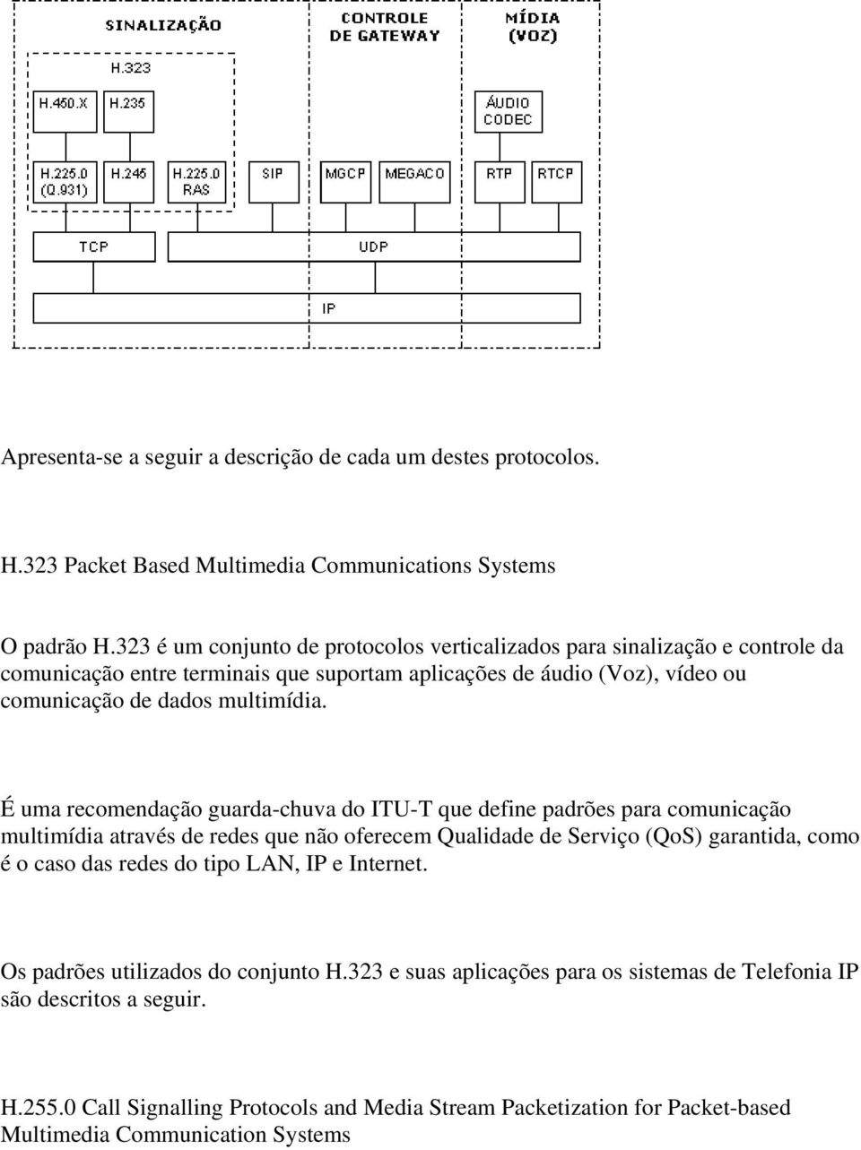 É uma recomendação guarda-chuva do ITU-T que define padrões para comunicação multimídia através de redes que não oferecem Qualidade de Serviço (QoS) garantida, como é o caso das redes do