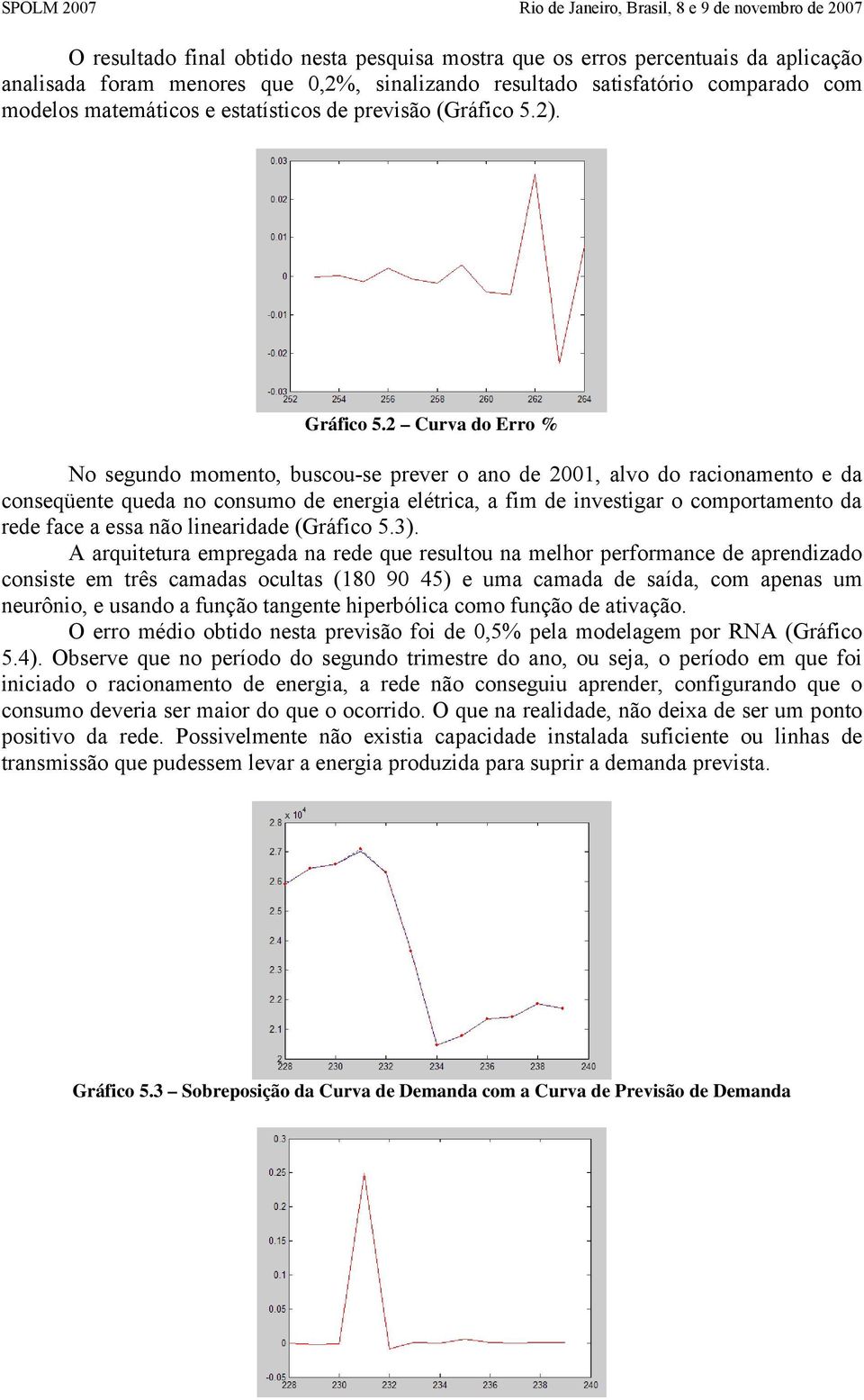 2 Curva do Erro % No segundo momento, buscou-se prever o ano de 2001, alvo do racionamento e da conseqüente queda no consumo de energia elétrica, a fim de investigar o comportamento da rede face a