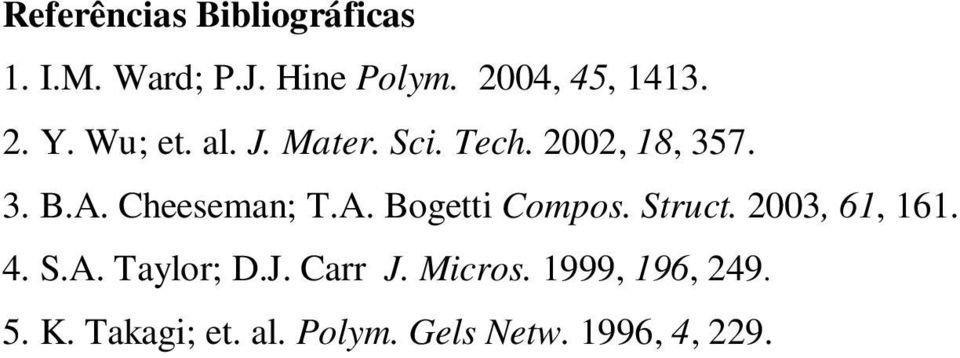 A. Bogetti Compos. Struct. 2003, 61, 161. 4. S.A. Taylor; D.J. Carr J.