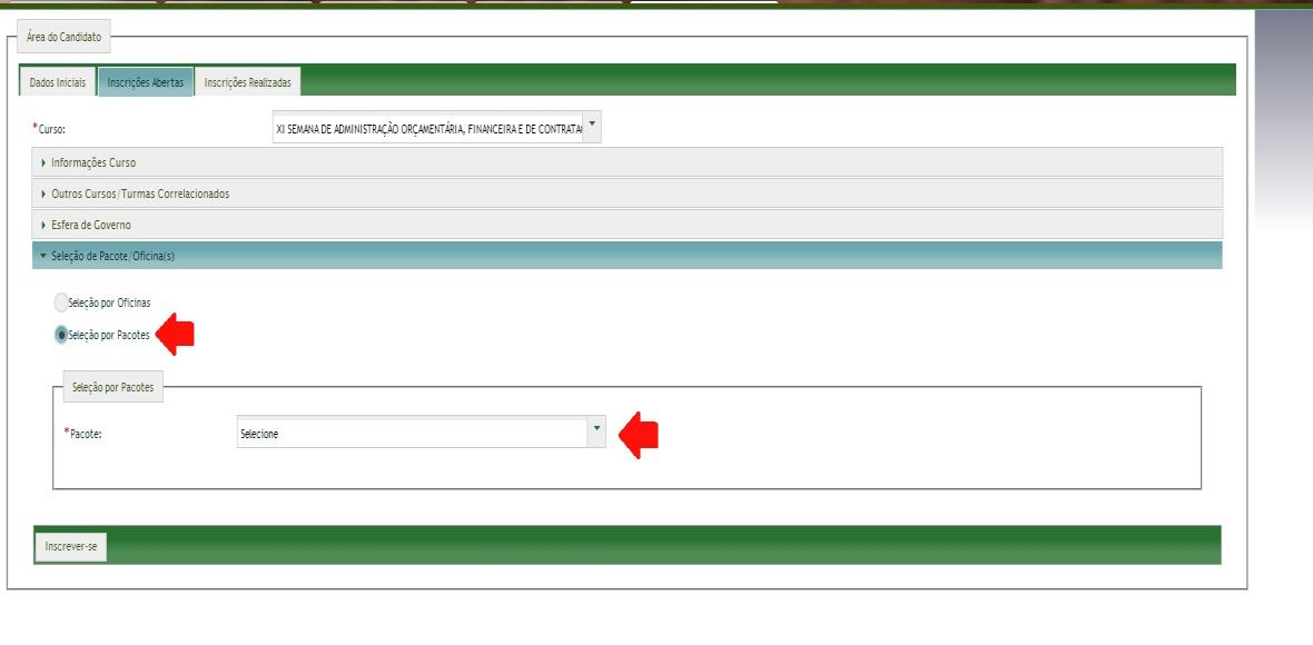 Após a escolha de suas oficinas ou pacote de oficinas, o candidato deve clicar no botão Inscrever-se no final da página. Concluindo sua pré-inscrição.
