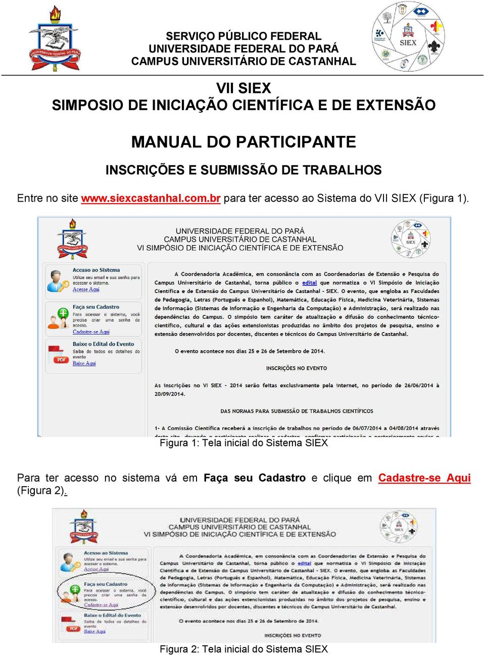 br para ter acesso ao Sistema do VII SIEX (Figura 1).