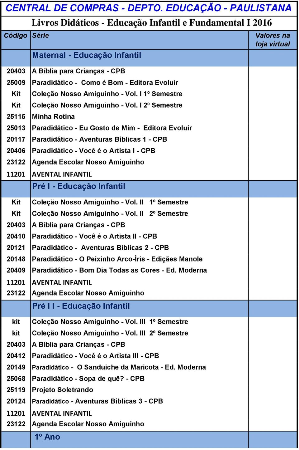 Vol. I 1º Semestre Coleção Nosso Amiguinho - Vol.