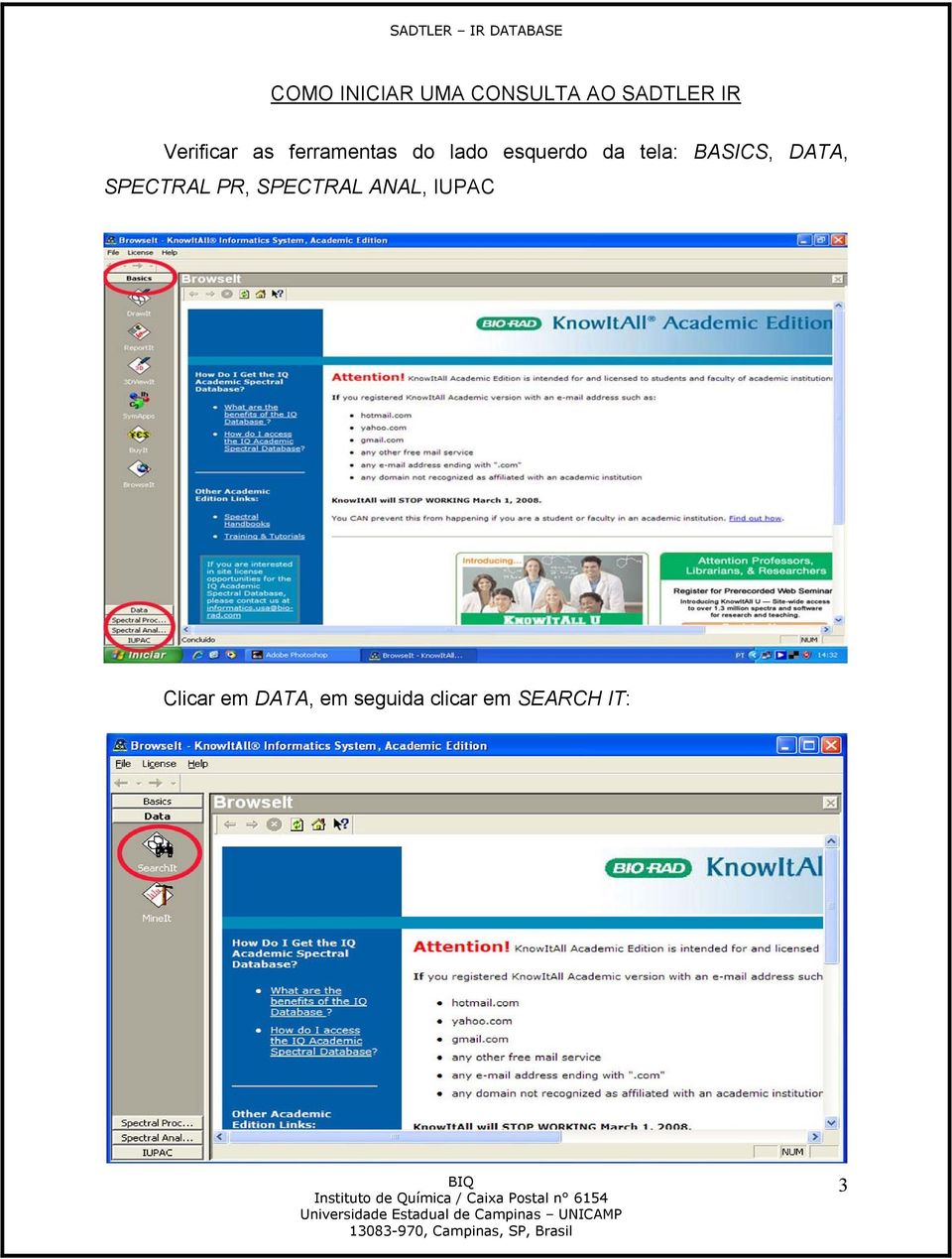 tela: BASICS, DATA, SPECTRAL PR, SPECTRAL