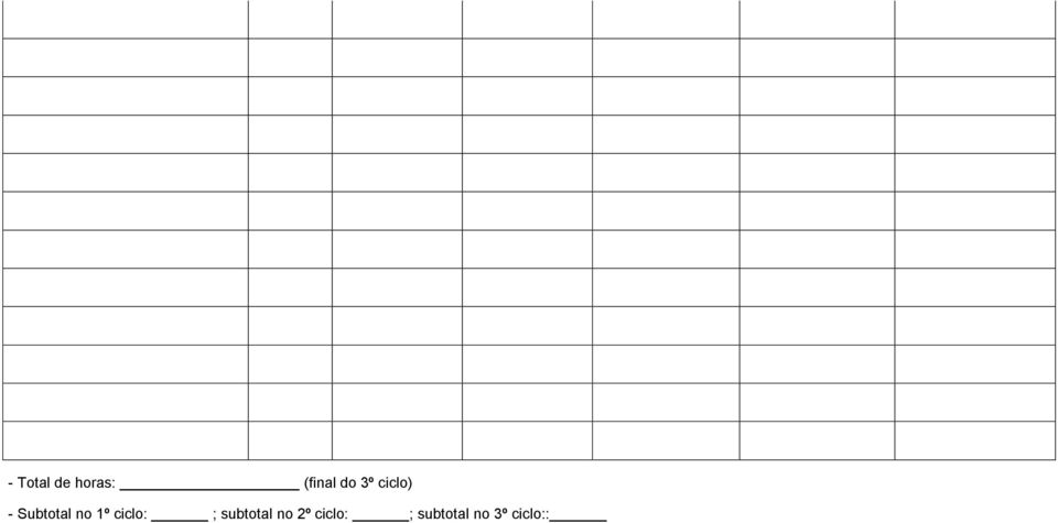 ciclo: ; subtotal no 2º