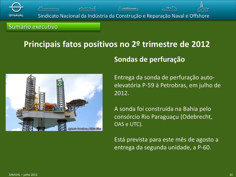 A sonda foi construída na Bahia pelo consórcio Rio Paraguaçu (Odebrecht, OAS e UTC).