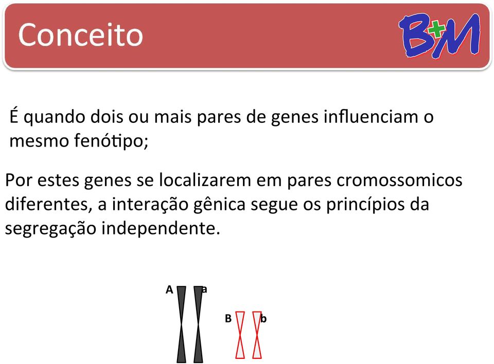 pares cromossomicos diferentes, a interação gênica