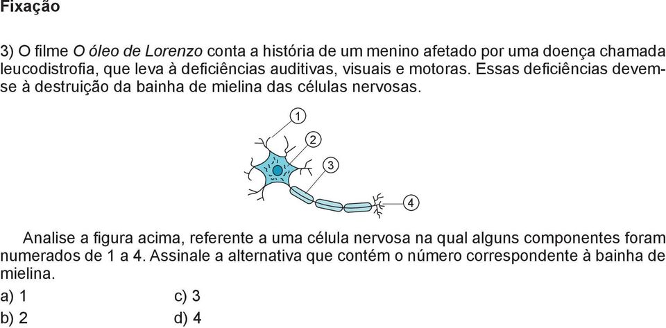 Essas deficiências devemse à destruição da bainha de mielina das células nervosas.