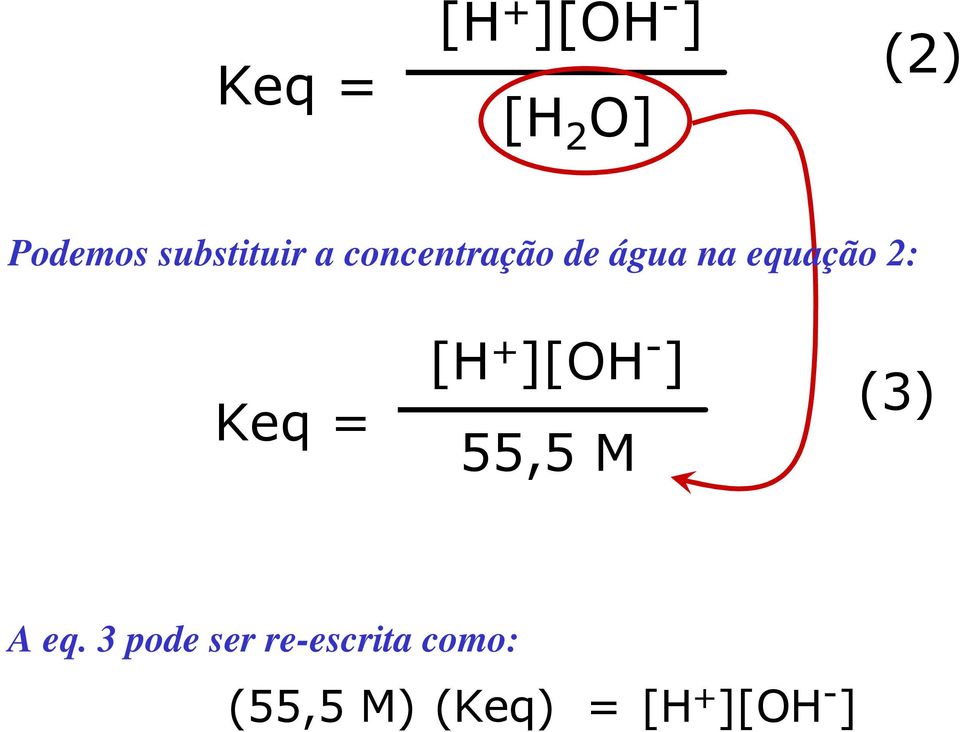 2: Keq = [H + ][OH - ] 55,5 M (3) A eq.