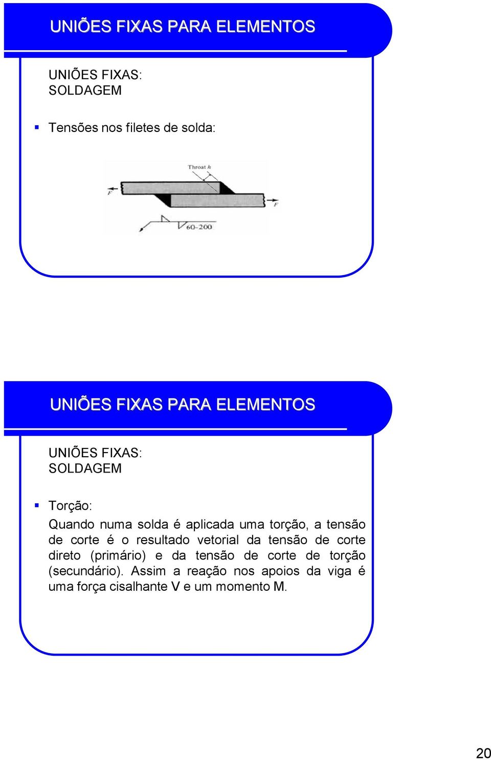 corte direto (primário) e da tensão de corte de torção (secundário).