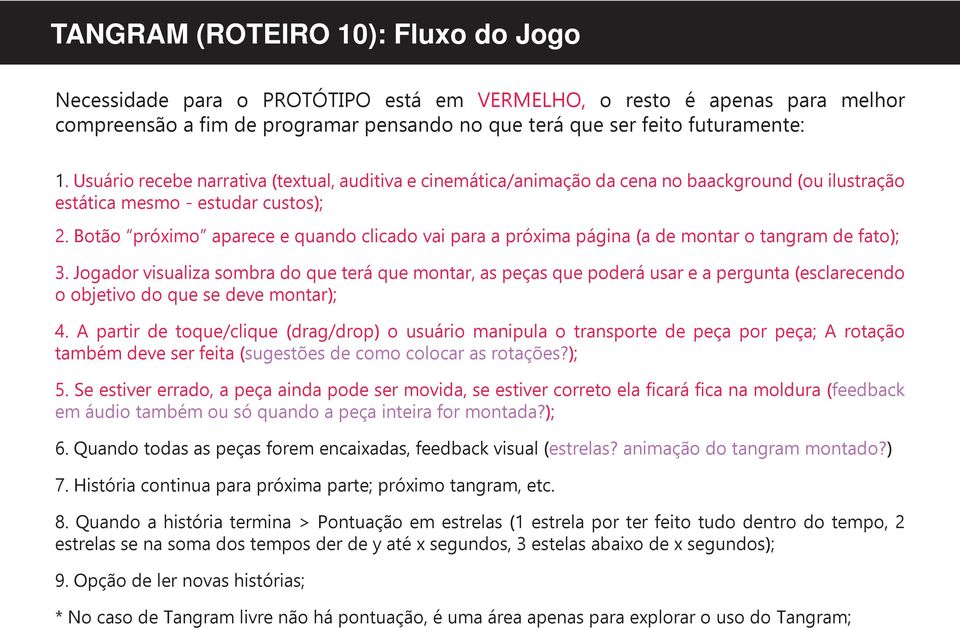 Botão próximo aparece e quando clicado vai para a próxima página (a de montar o tangram de fato); 3.