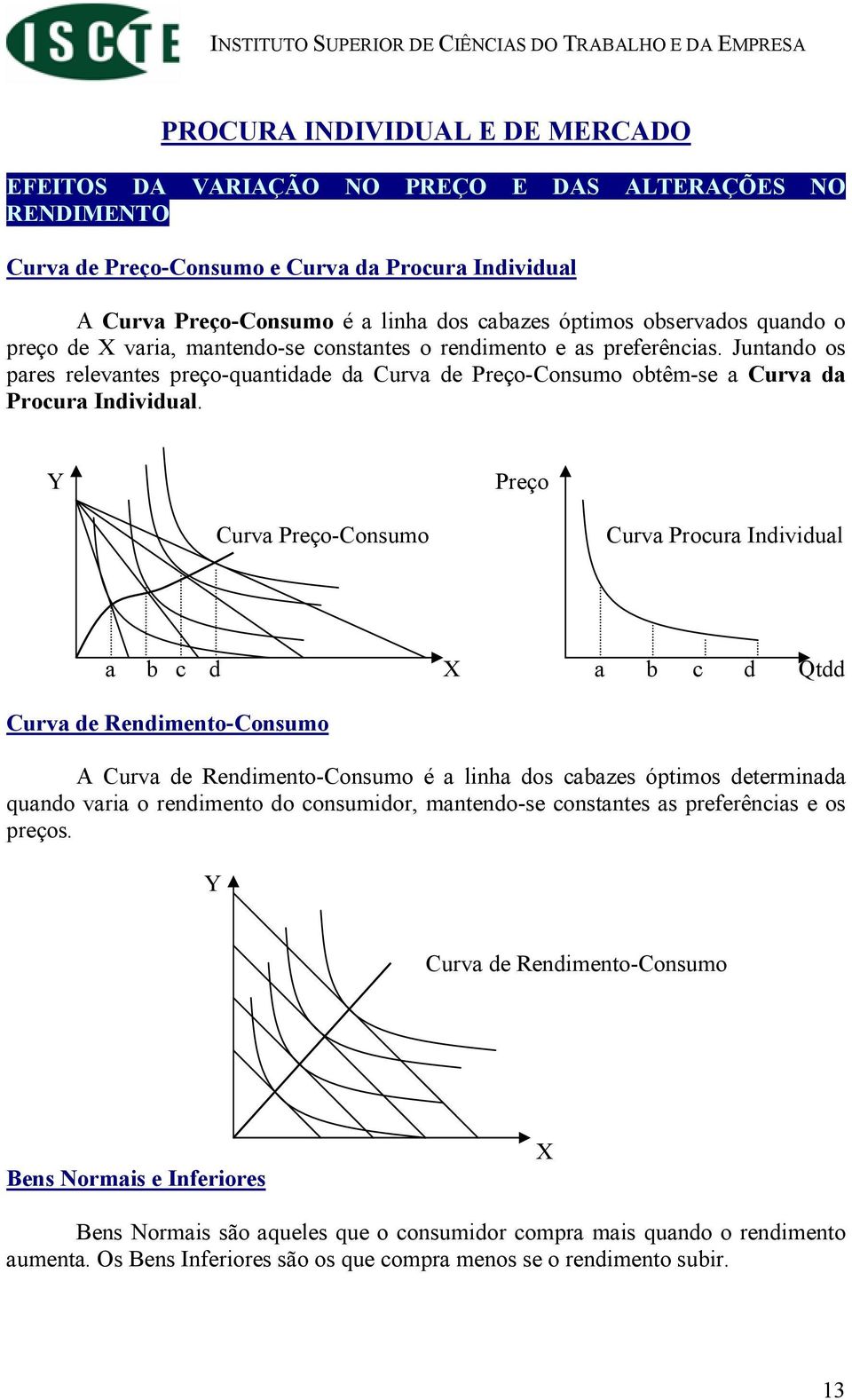 Juntando os pares relevantes preço-quantidade da Curva de Preço-Consumo obtêm-se a Curva da Procura Individual.