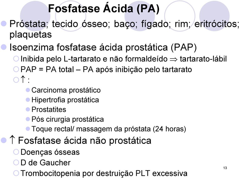 tartarato : Carcinoma prostático Hipertrofia prostática Prostatites Pós cirurgia prostática Toque rectal/ massagem da