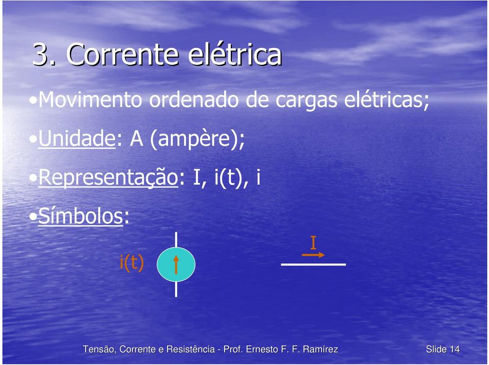 Unidade: A (ampère);