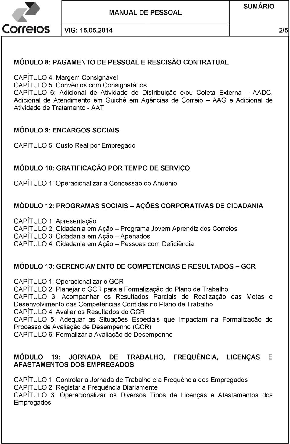 Externa AADC, Adicional de Atendimento em Guichê em Agências de Correio AAG e Adicional de Atividade de Tratamento - AAT MÓDULO 9: ENCARGOS SOCIAIS CAPÍTULO 5: Custo Real por Empregado MÓDULO 10: