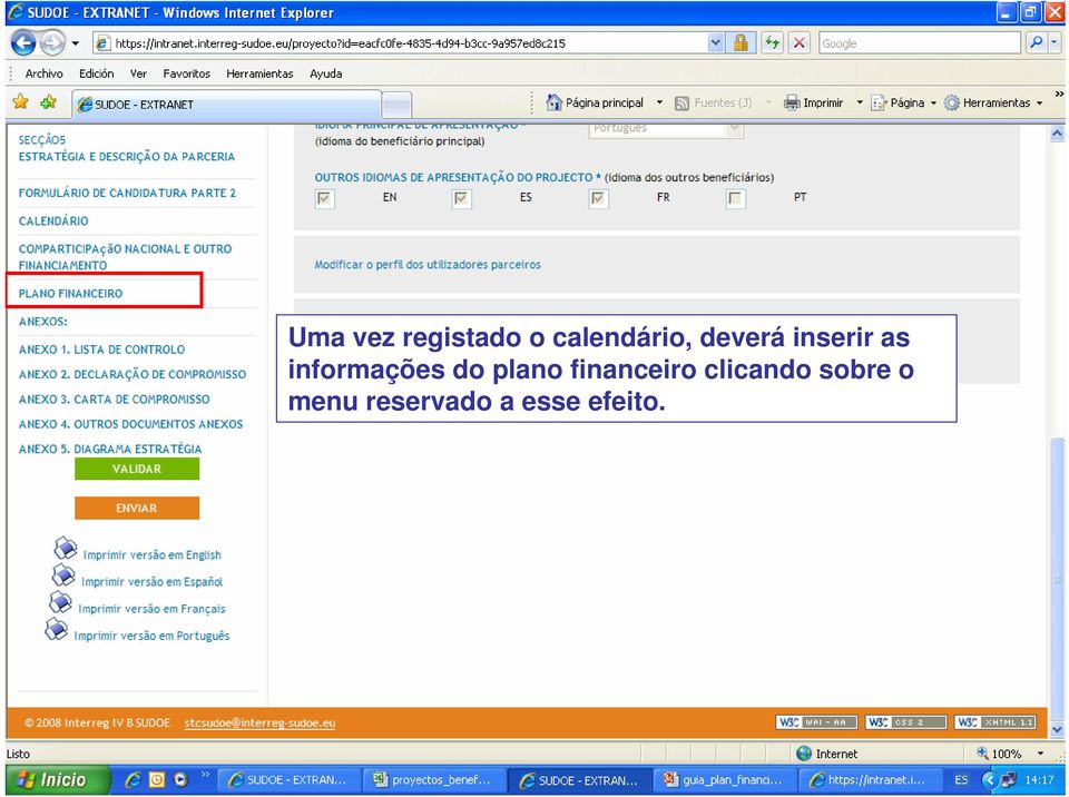 do plano financeiro clicando