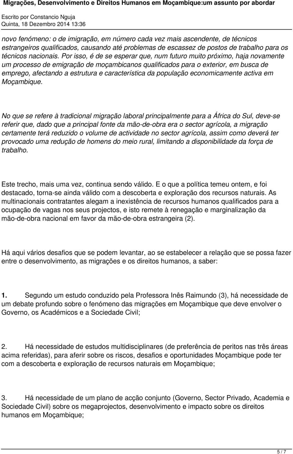 característica da população economicamente activa em Moçambique.