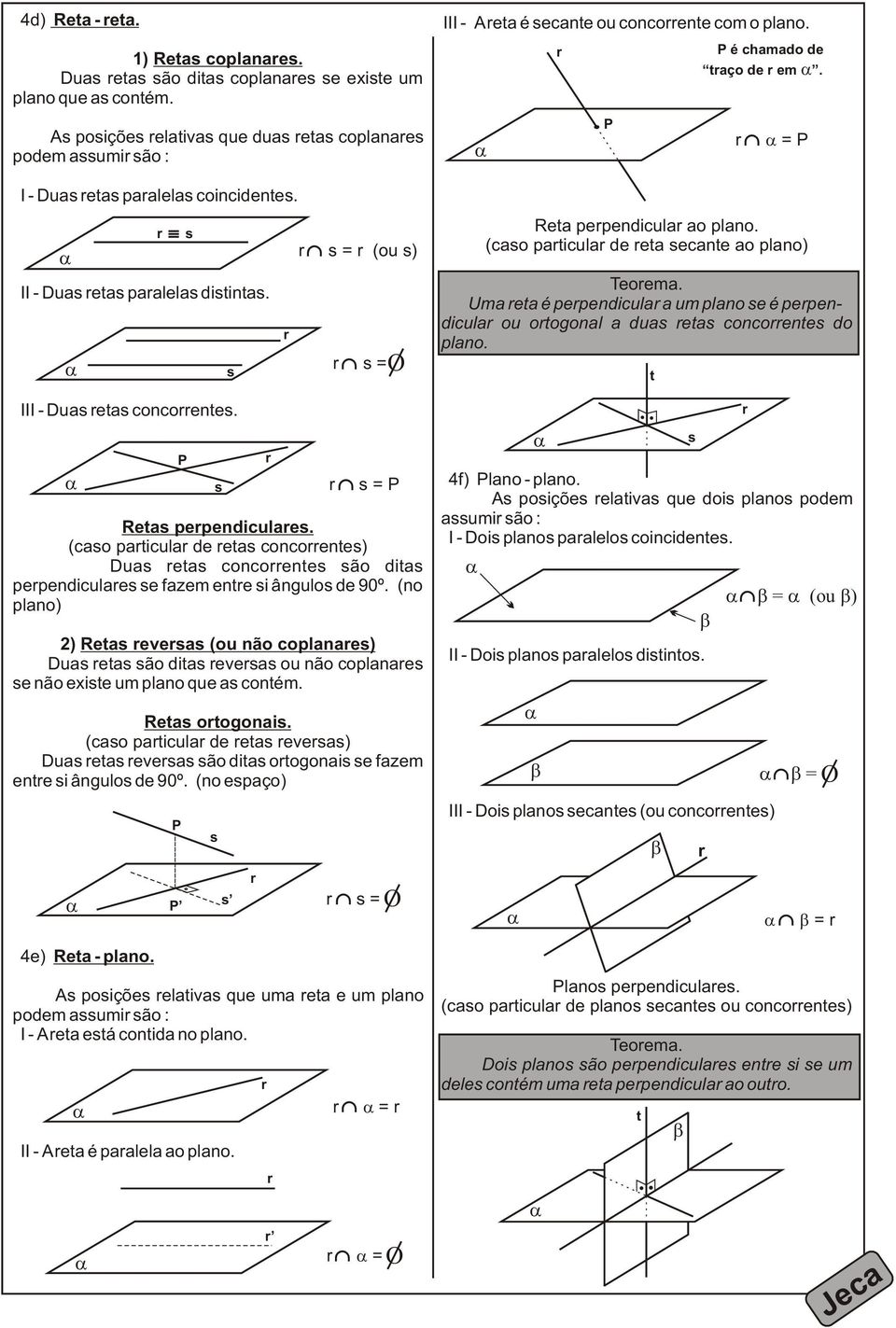 (no plano) 2) Rea evea (ou não coplanae) Dua ea ão dia evea ou não coplanae e não exie um plano que a coném. Rea oogonai.