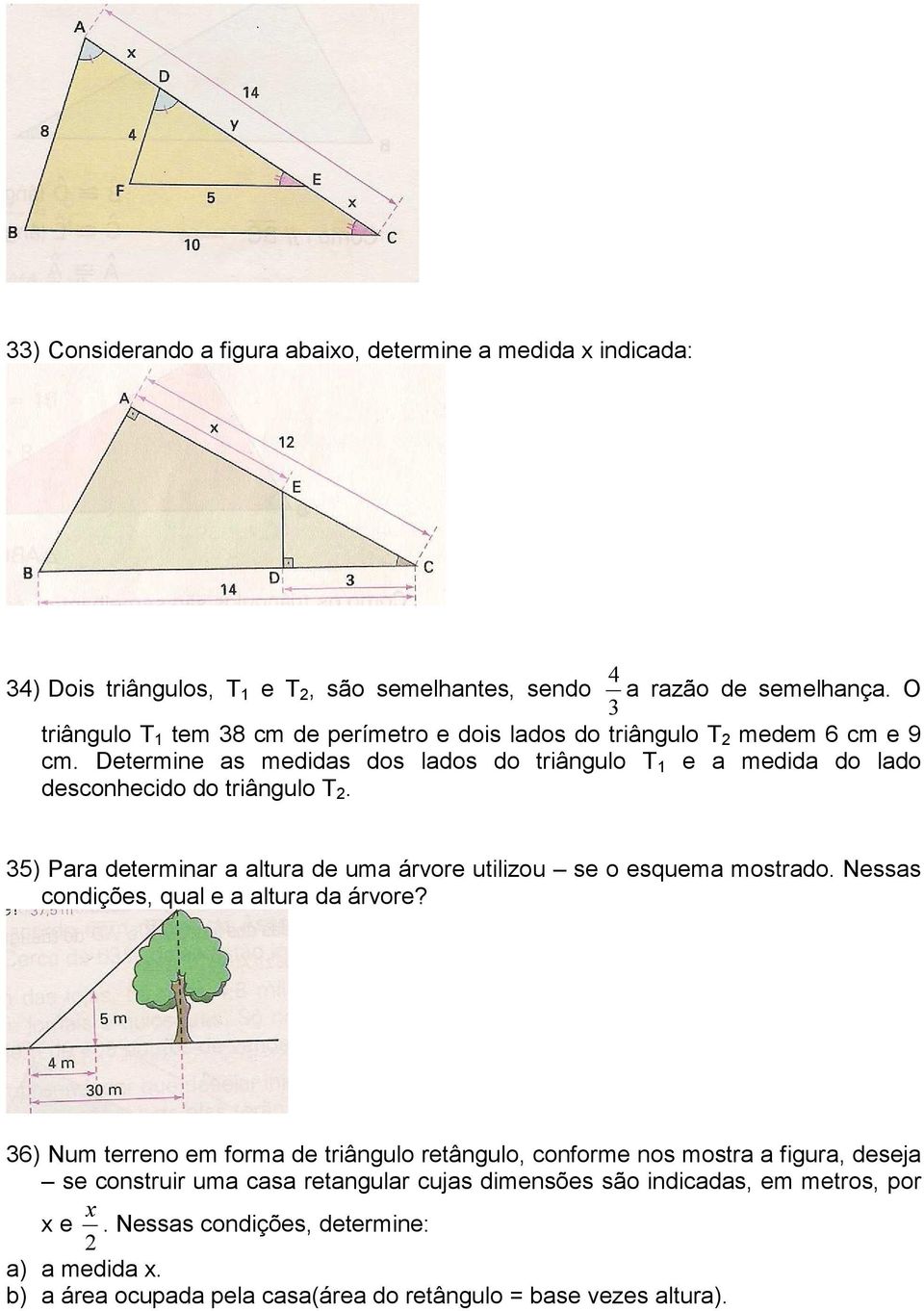 35) Para determinar a altura de uma árvore utilizou se o esquema mostrado. Nessas condições, qual e a altura da árvore?