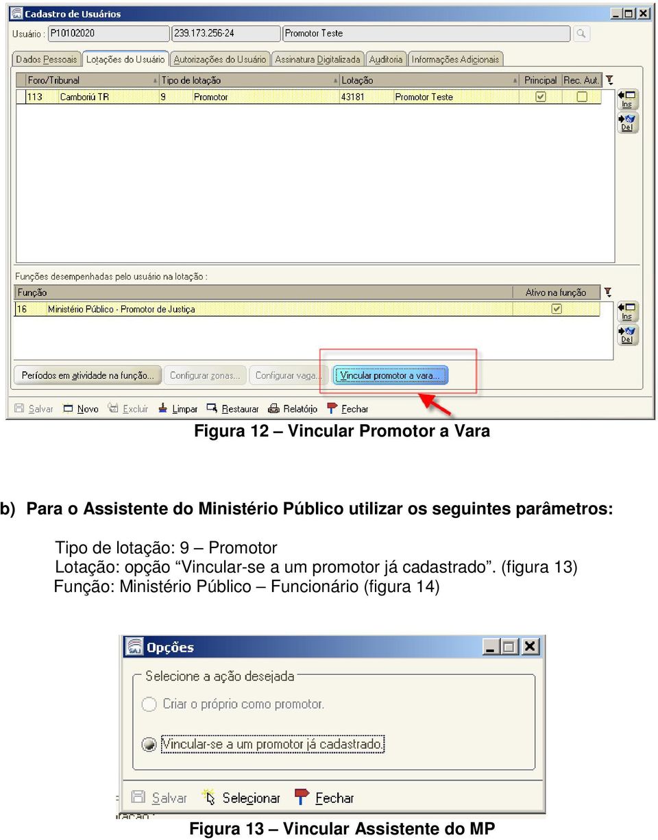 Lotação: opção Vincular-se a um promotor já cadastrado.