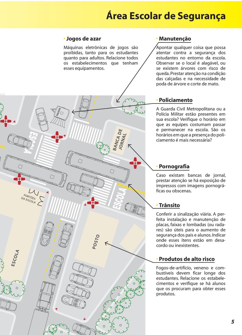 Prestar atenção na condição das calçadas e na necessidade de poda de árvore e corte de mato.