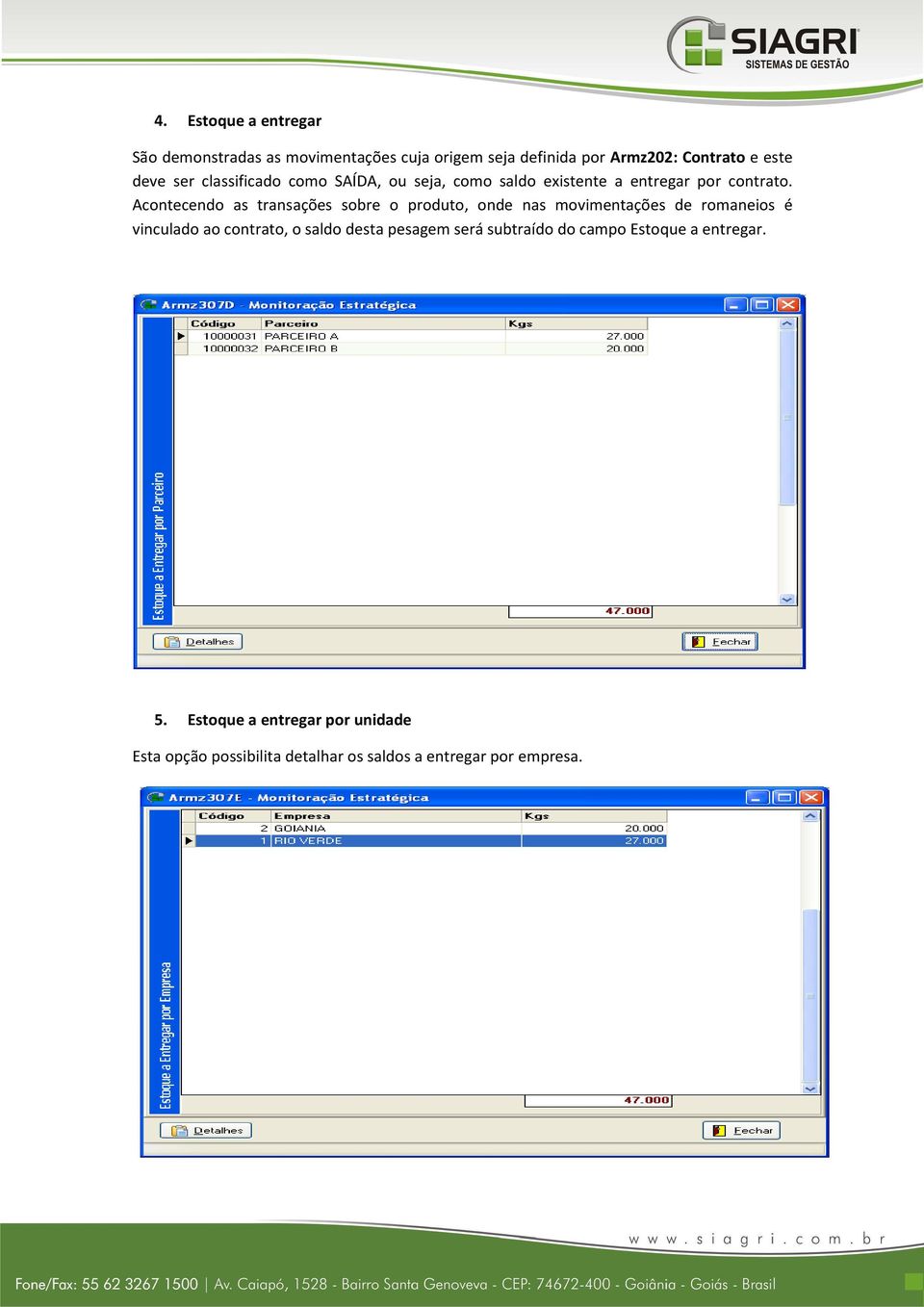 Acontecendo as transações sobre o produto, onde nas movimentações de romaneios é vinculado ao contrato, o saldo desta