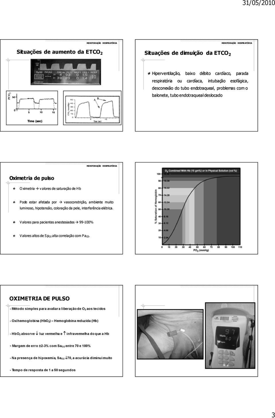 interferência elétrica. Valores para pacientes anestesiados 99-100% Valores altosdesp O2 alta correlação compa Pa O2.