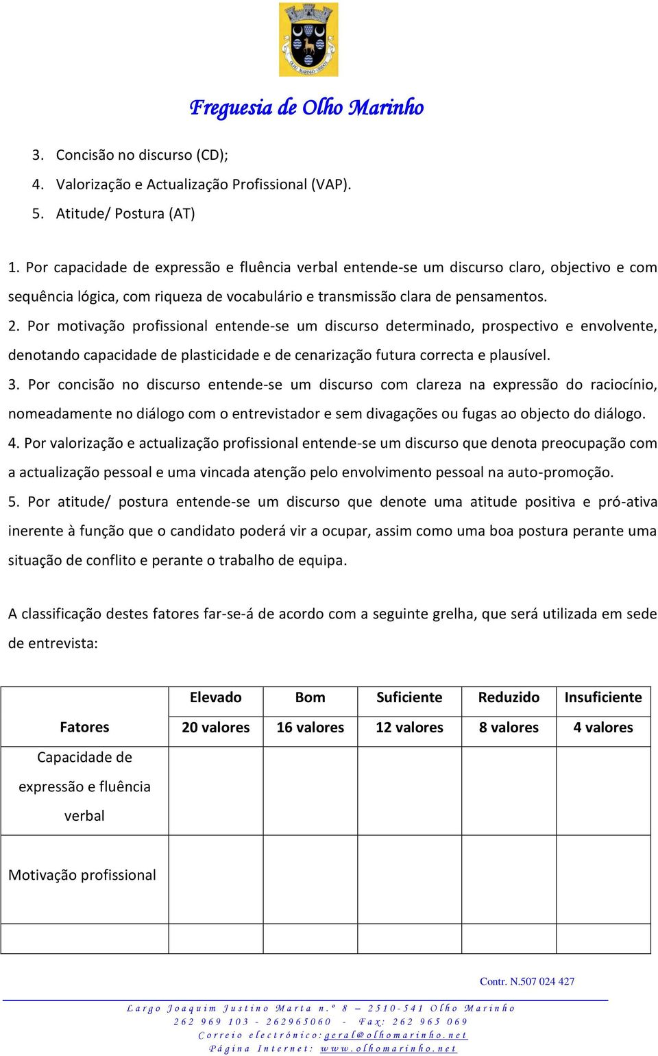 Por motivação profissional entende-se um discurso determinado, prospectivo e envolvente, denotando capacidade de plasticidade e de cenarização futura correcta e plausível. 3.