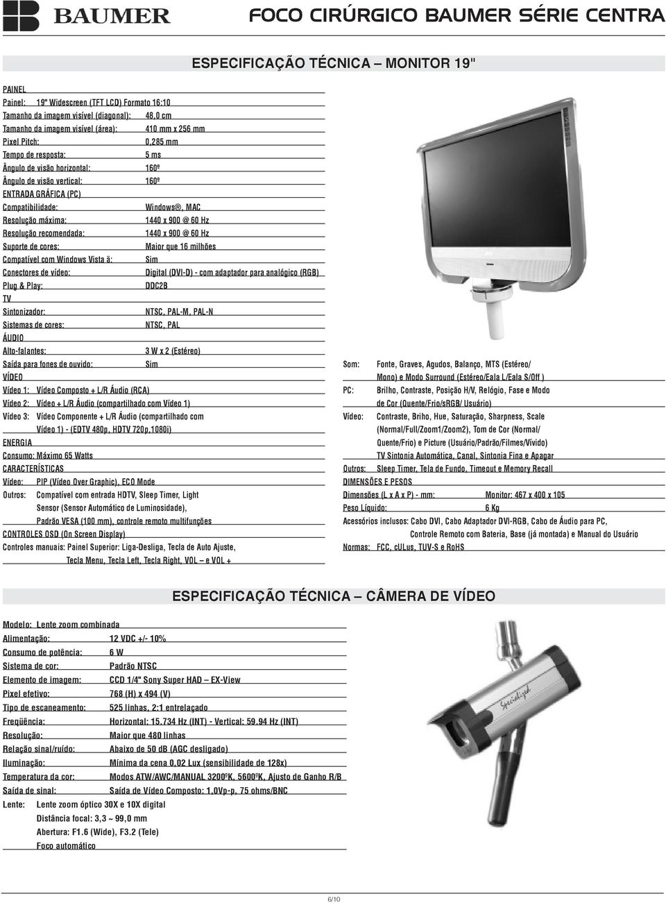 recomendada: 1440 x 900 @ 60 Hz Suporte de cores: Maior que 16 milhões Compatível com Windows Vista ä: Sim Conectores de vídeo: Digital (DVI-D) - com adaptador para analógico (RGB) Plug & Play: DDC2B